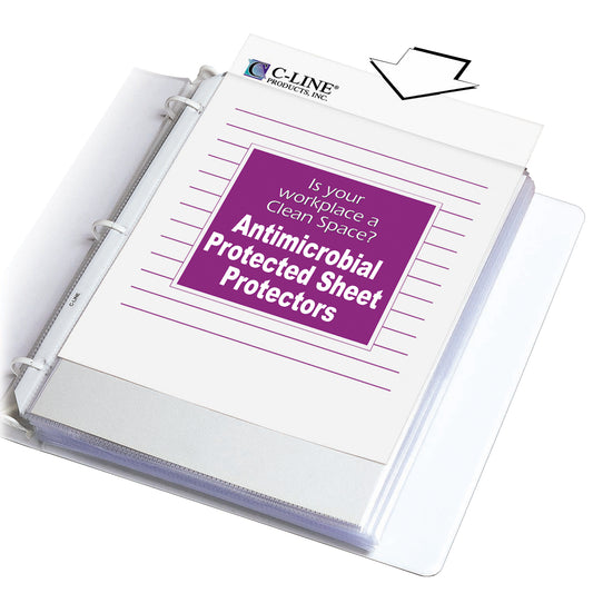 Heavyweight Sheet Protectors with Antimicrobial Protection, Clear, 11 x 8 1/2, 100/BX, 62033