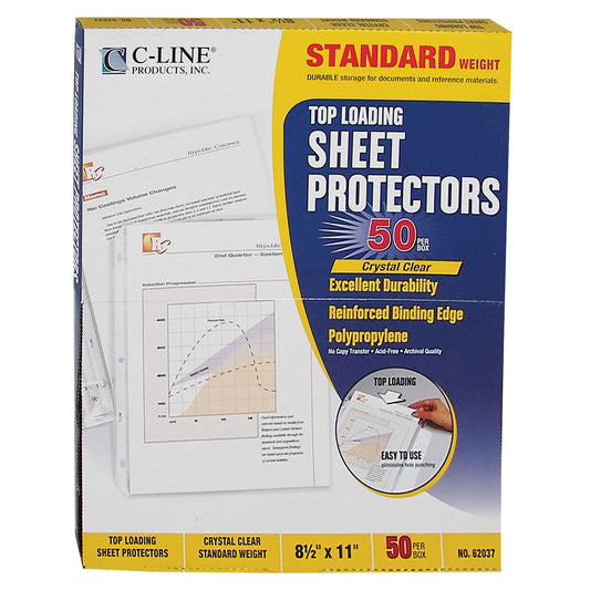 Standard Weight Polypropylene Sheet Protector, clear, 11 x 8 1/2, 50/BX, 62037