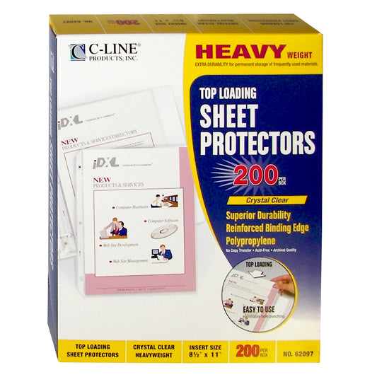 Heavyweight Polypropylene Sheet Protector, clear, 11 x 8 1/2, 200/BX, 62097